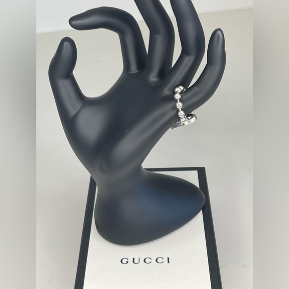 GUCCI Heart Silver 925 Ball Chain Ring sz:50 - Picture 8 of 9